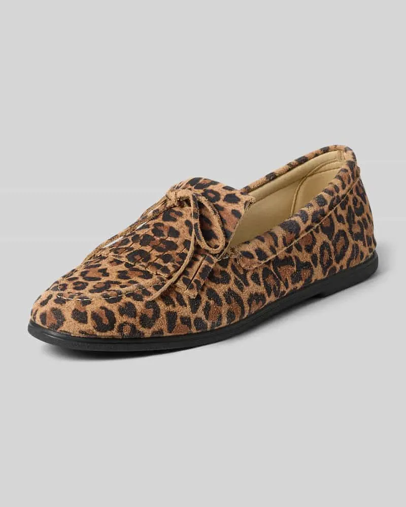 Espadrij Mokassins aus Leder im Allover-Look Modell 'MOCCASINS VELOUR LEO Black