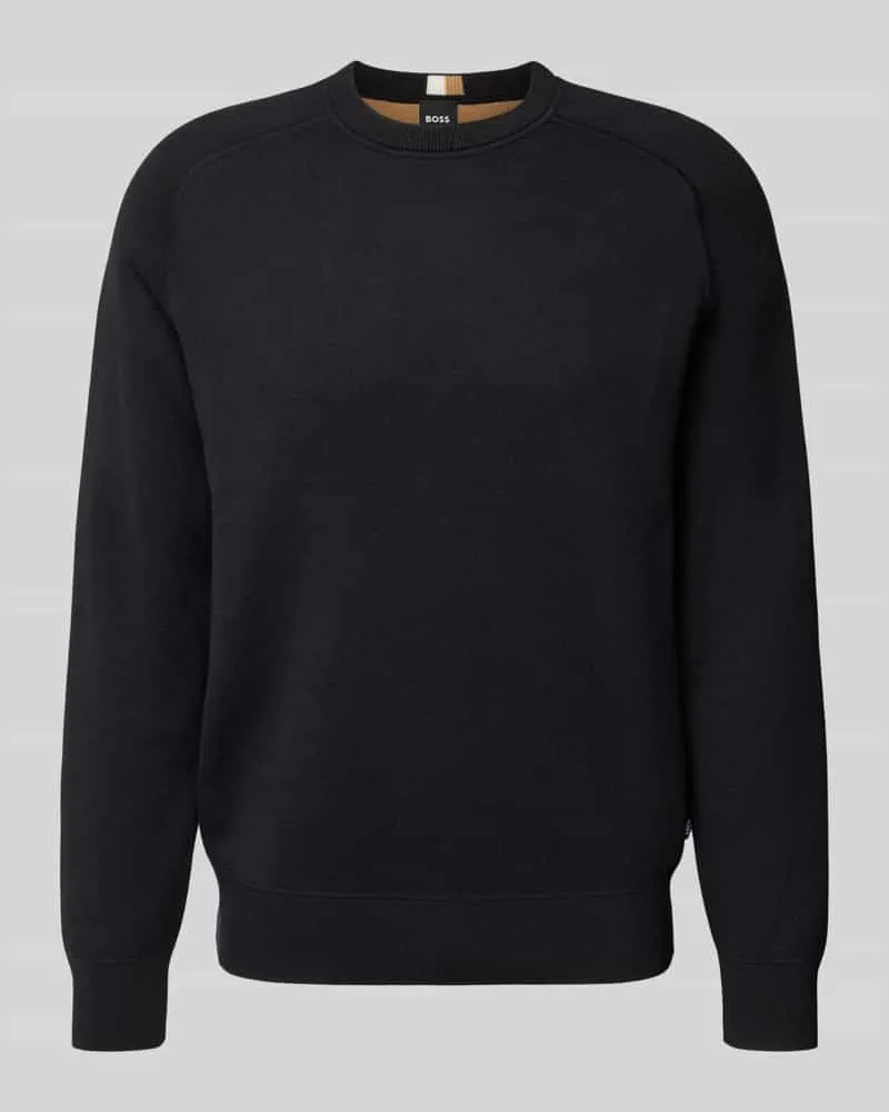 HUGO BOSS Regular Fit Strickpullover aus Baumwoll-Schurwoll-Mix Modell 'HIDONEO Black