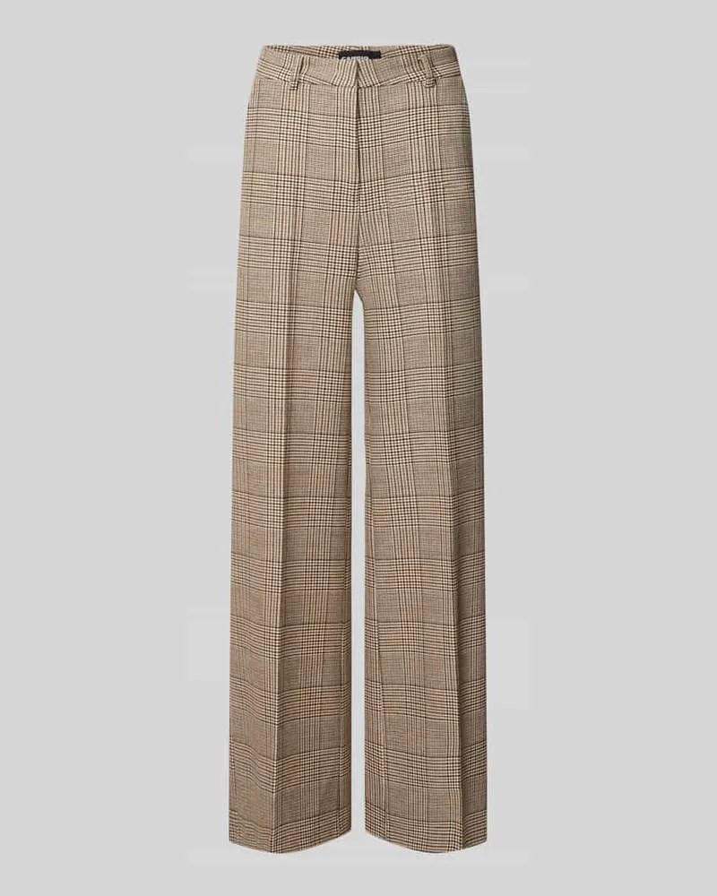 Cambio Wide Leg Weite Hose mit Viskose-Woll-Anteil Modell 'ALEXIS Mittelbraun