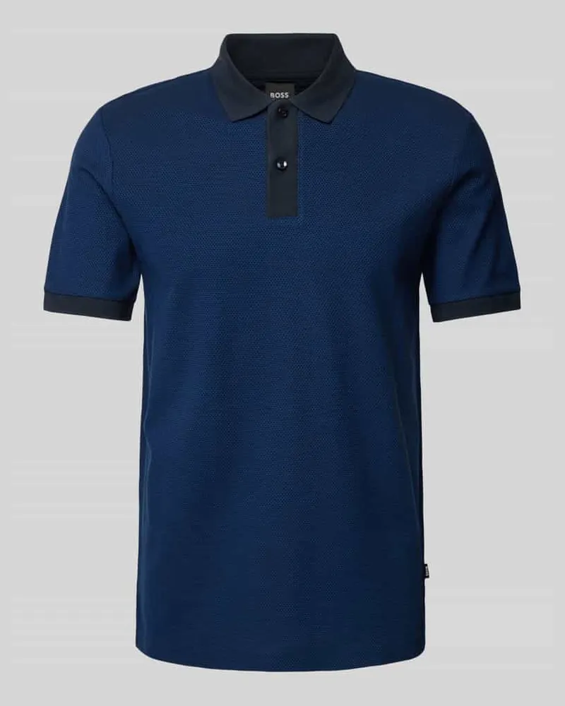 HUGO BOSS Slim Fit Poloshirt mit Strukturmuster Modell 'Phillipson Marine