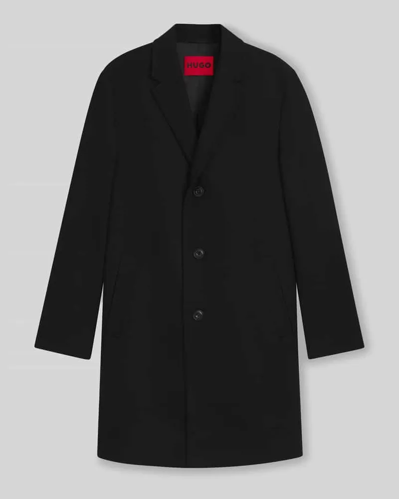 HUGO BOSS Regular Fit Mantel aus Woll-Mix Modell 'MALTE Black