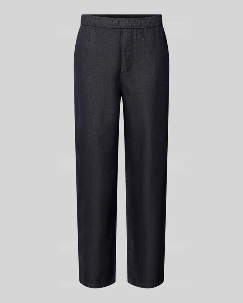 Selected Homme Barrel Fit Hose aus Baumwoll-Leinen-Mix Modell 'BARREL HARVEY Marine
