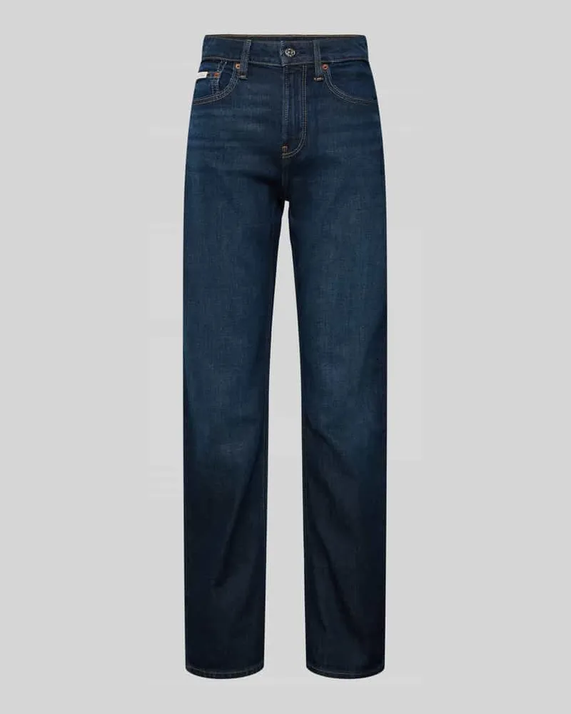 Calvin Klein High Rise Straight Fit Jeans mit Label-Detail Dunkelblau