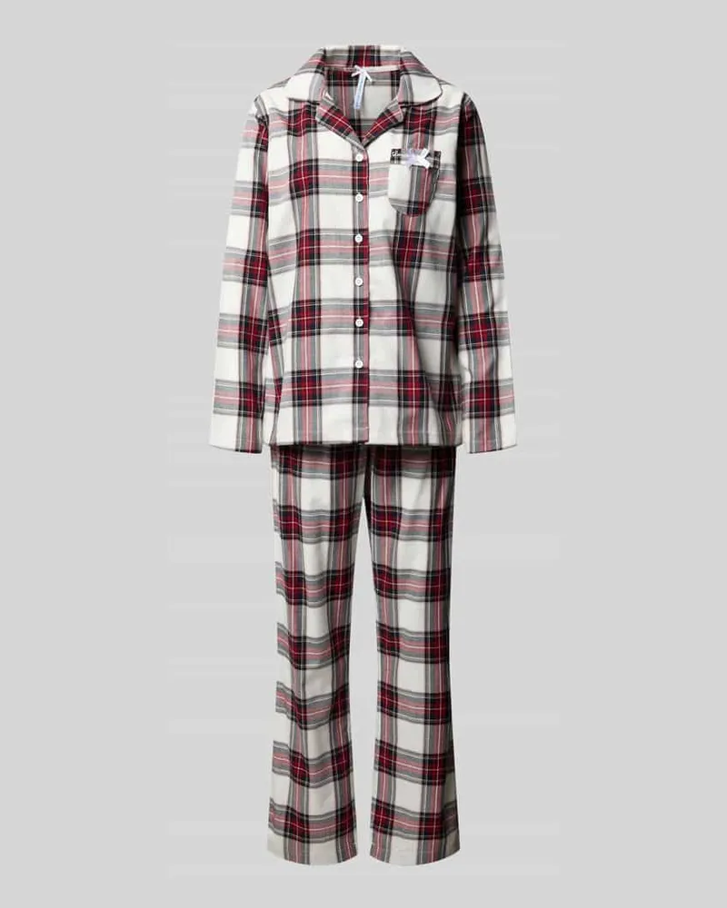 Louis & Louisa Loose Fit Pyjama mit Brusttasche Modell 'Kuschel-Momente Weiss