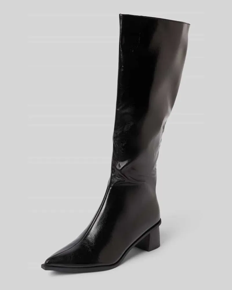 BIANCO. Spitz zulaufende Stiefel mit Blockabsatz Black
