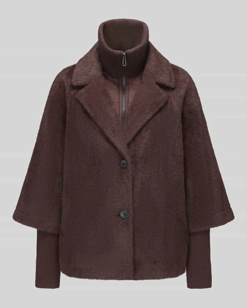 Tom Tailor Regular Fit Teddyjacke mit langen Ärmeln Dunkelbraun