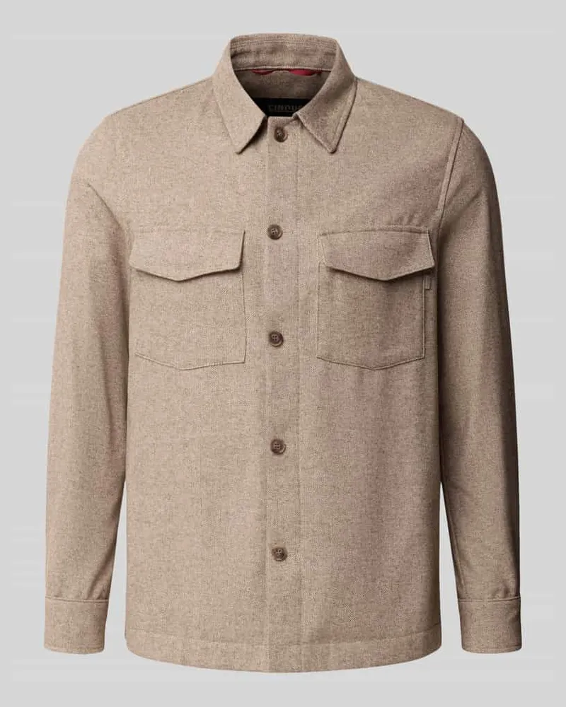 cinque Regular Fit Hemdjacke mit Brusttaschen Modell 'MULTI Beige