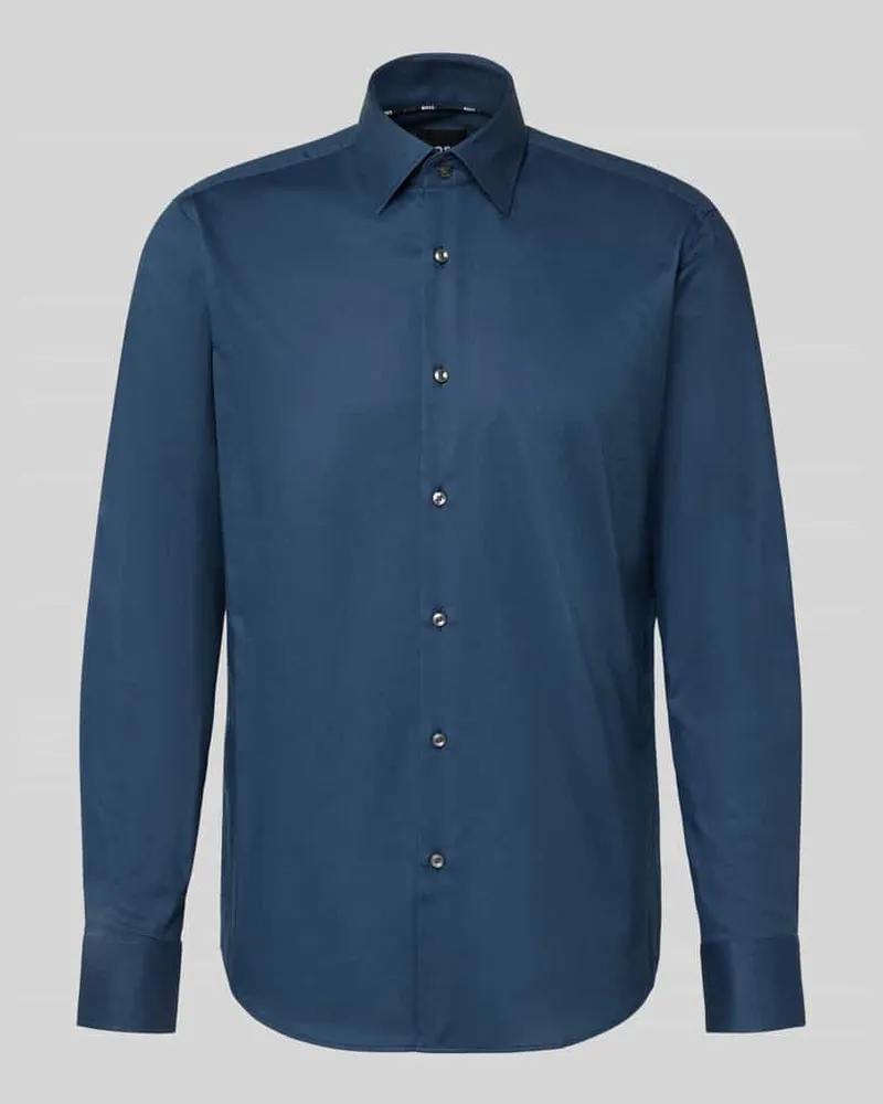 HUGO BOSS Regular Fit Businesshemd aus Baumwoll-Mix Modell 'JOE Blau