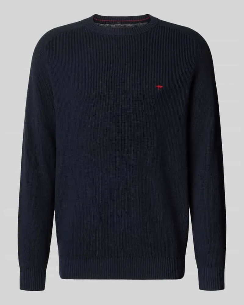 Fynch-Hatton Regular Fit Strickpullover aus reiner Baumwolle Marine