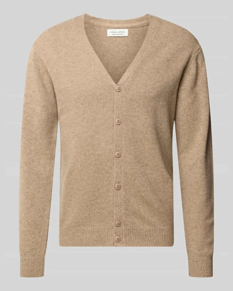 Casual Friday Cardigan mit V-Ausschnitt Modell 'KARL Camel