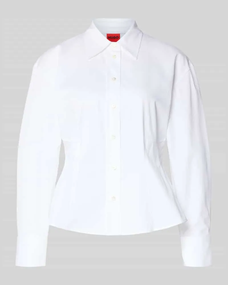 HUGO BOSS Taillierte Hemdbluse aus reiner Baumwolle Modell 'EMPEROR Weiss
