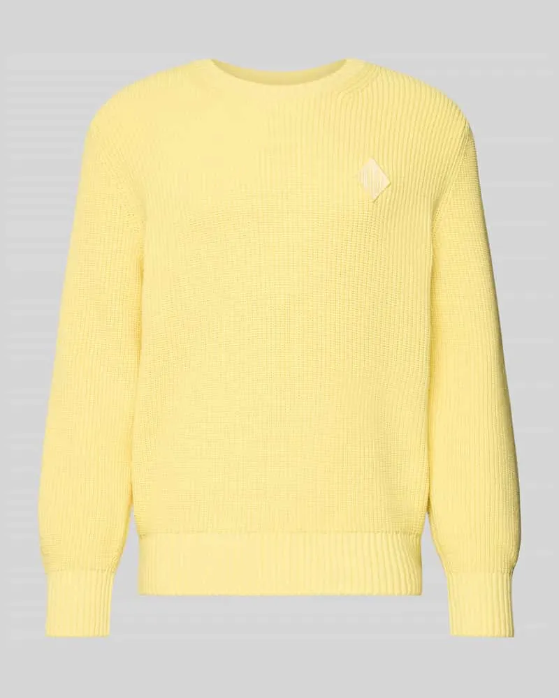 Lacoste Regular Fit Pullover aus Baumwoll-Mix Modell 'COTES PERLES Hellgelb