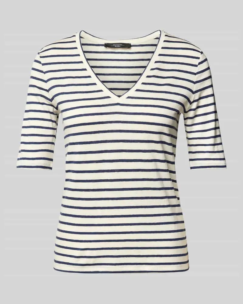 Max Mara T-Shirt mit V-Ausschnitt Modell 'OPZIONE Blau