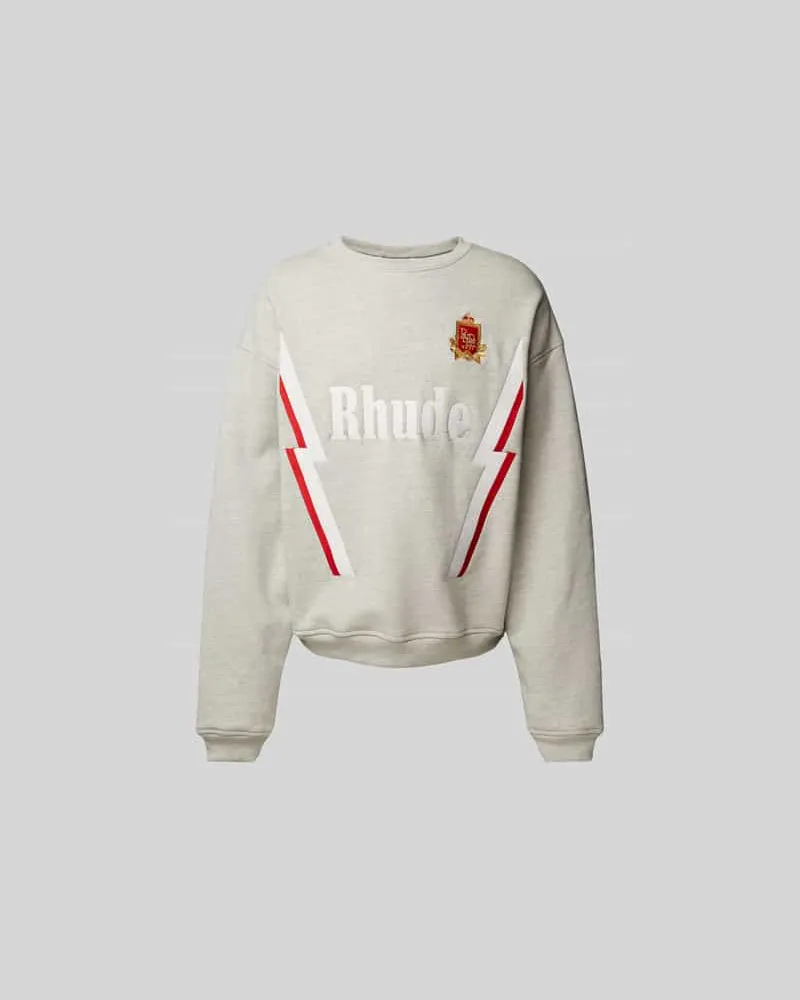 RHUDE Sweatshirt mit gerippten Abschlüssen Mittelgrau