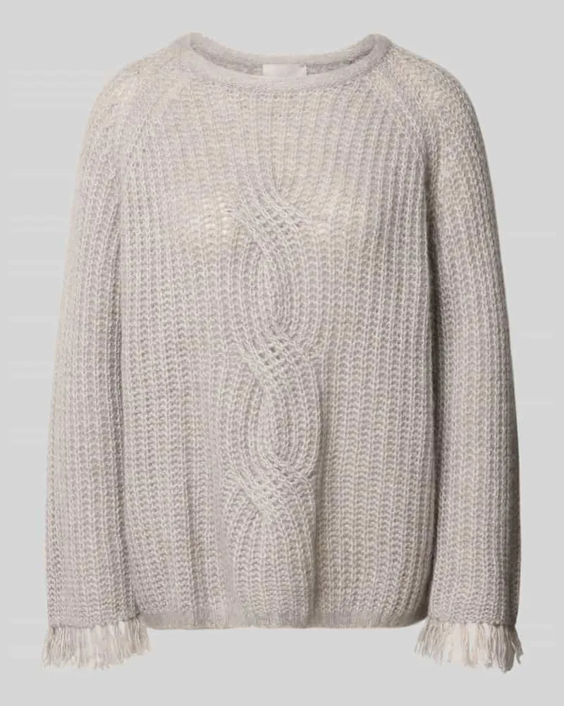 hemisphere Strickpullover aus Kaschmir-Baumwoll-Mix mit Zopfmuster Hellgrau