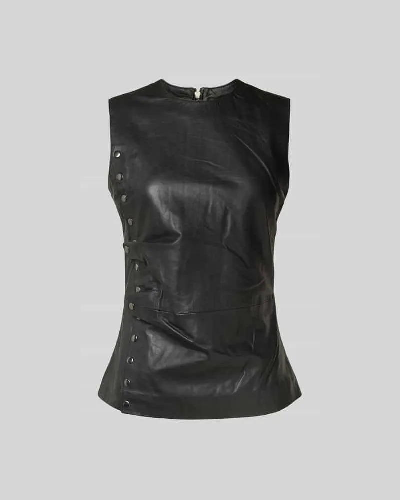 ROTATE Birger Christensen Tanktop mit Druckknopfleiste Black