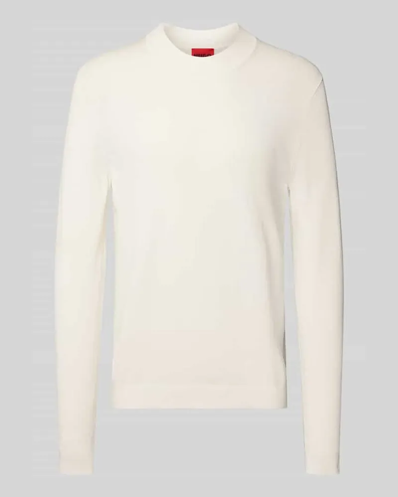 HUGO BOSS Regular Fit Strickpullover aus Viskose-Mix Modell 'SAN MARC Offwhite