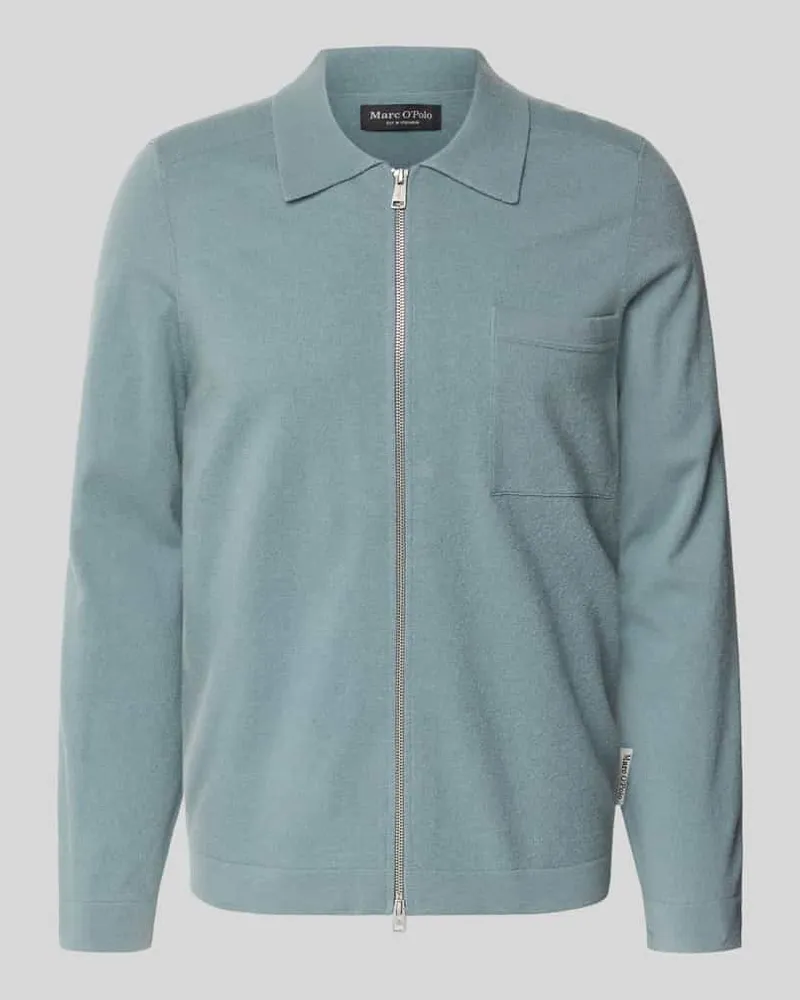 Marc O'Polo Regular Fit Strickjacke aus Schurwoll-Mix Eisblau