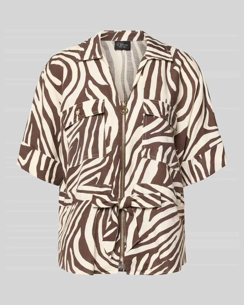 S.Oliver Regular Fit Kurzblazer aus Lyocell-Mix Dunkelbraun