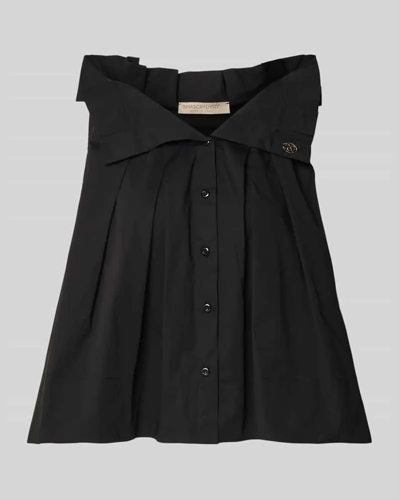 Rinascimento Bluse mit Umlegekragen und Rüschen Black