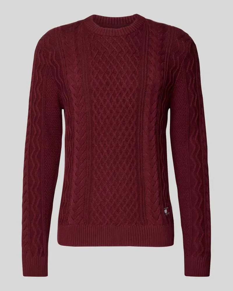 Tommy Hilfiger Slim Fit Strickpullover aus Baumwoll-Mix Bordeaux
