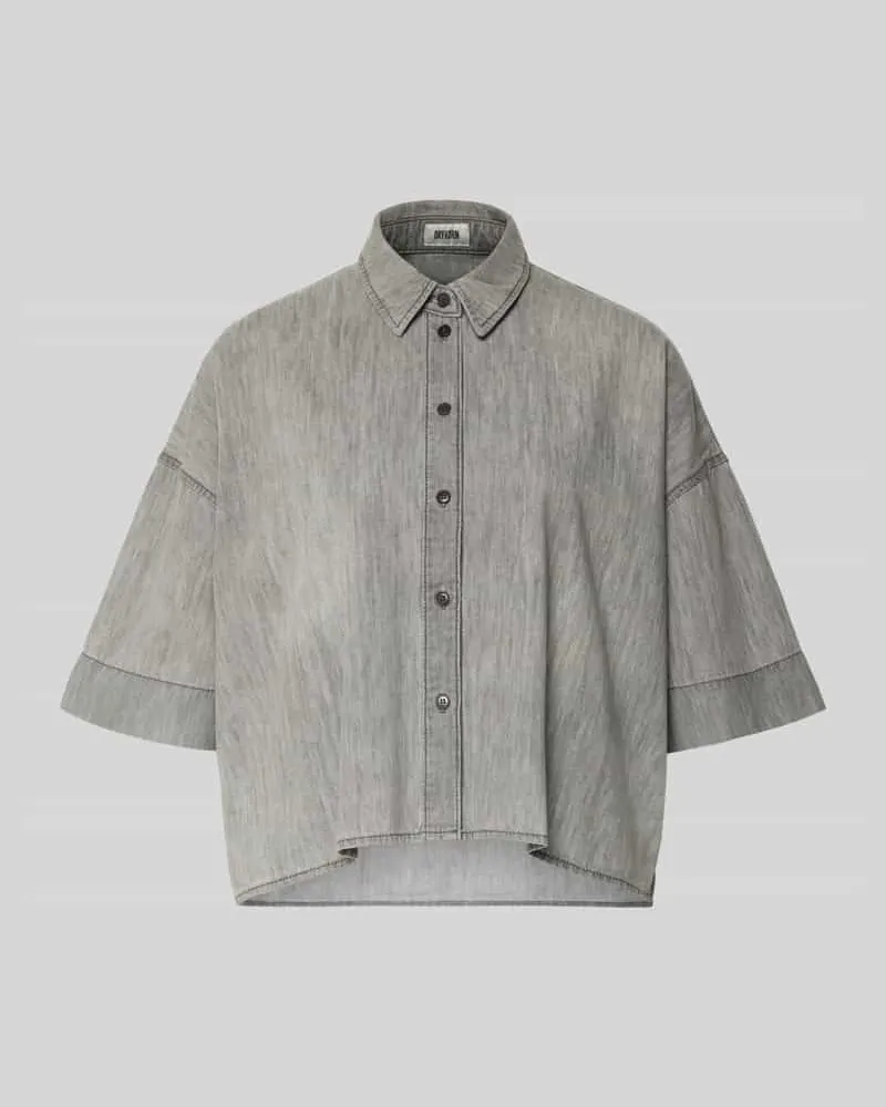 Drykorn Boxy Fit Jeansbluse mit überschnittenen Schultern Modell 'YARIKA Hellgrau