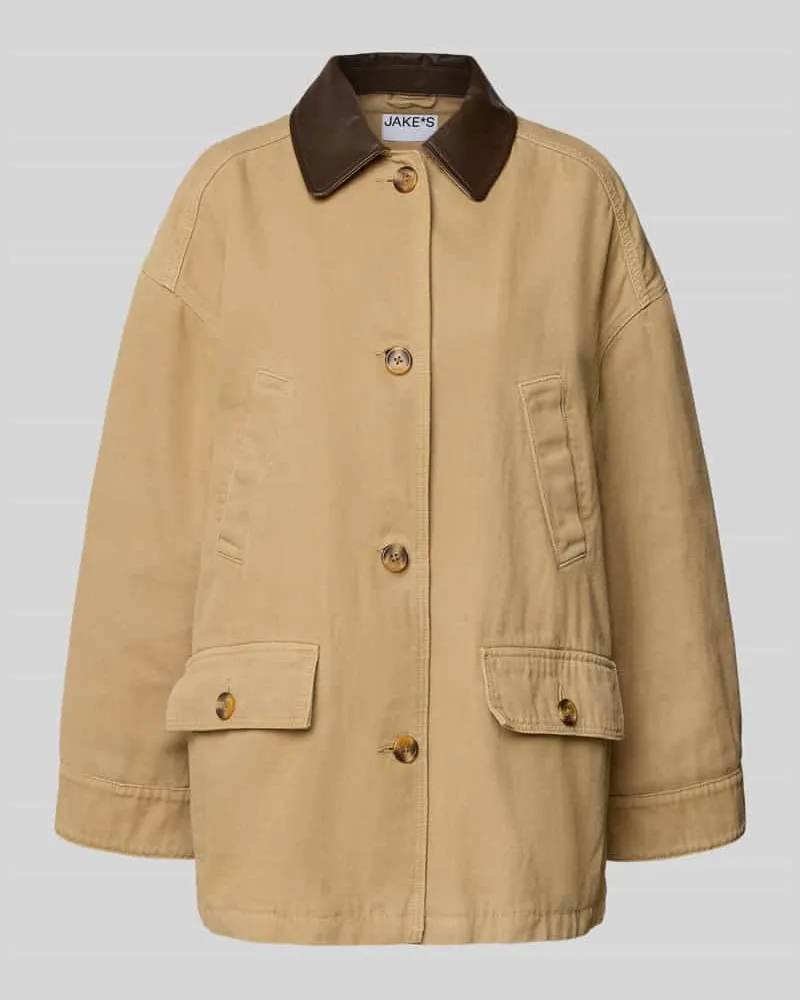 JAKE*S Jacke mit Knopfleiste und Pattentaschen Sand