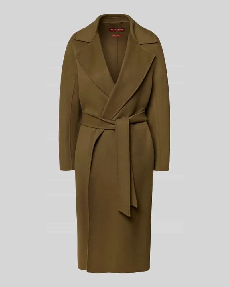 Max Mara Relaxed Fit Wollmantel mit Seiden-und Kaschmir-Anteil Modell 'MSTCLES Khaki