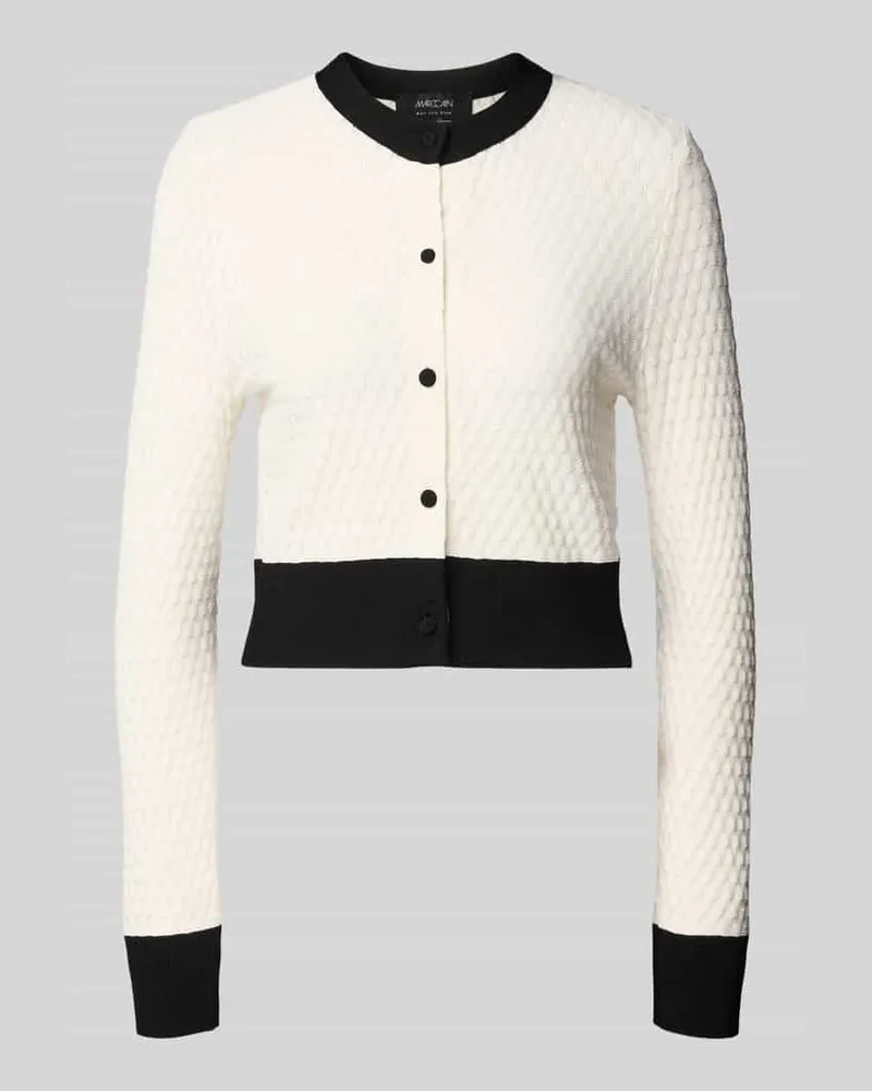 Marc Cain Strickjacke aus Viskose-Mix mit Rundhalsausschnitt Weiss
