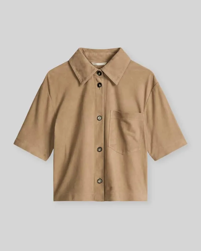 Marc O'Polo Kurzarmhemd aus Ziegenvelours Sand