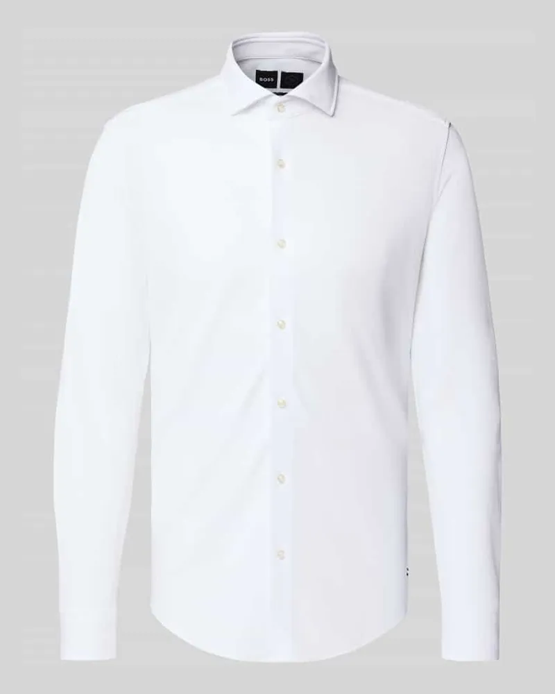 HUGO BOSS Slim Fit Businesshemd aus Jersey Weiss