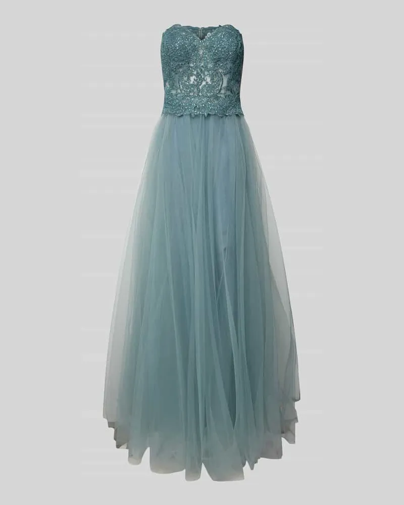 Mascara Off-Shoulder-Abendkleid mit Spitze und Ziersteinbesatz Mint