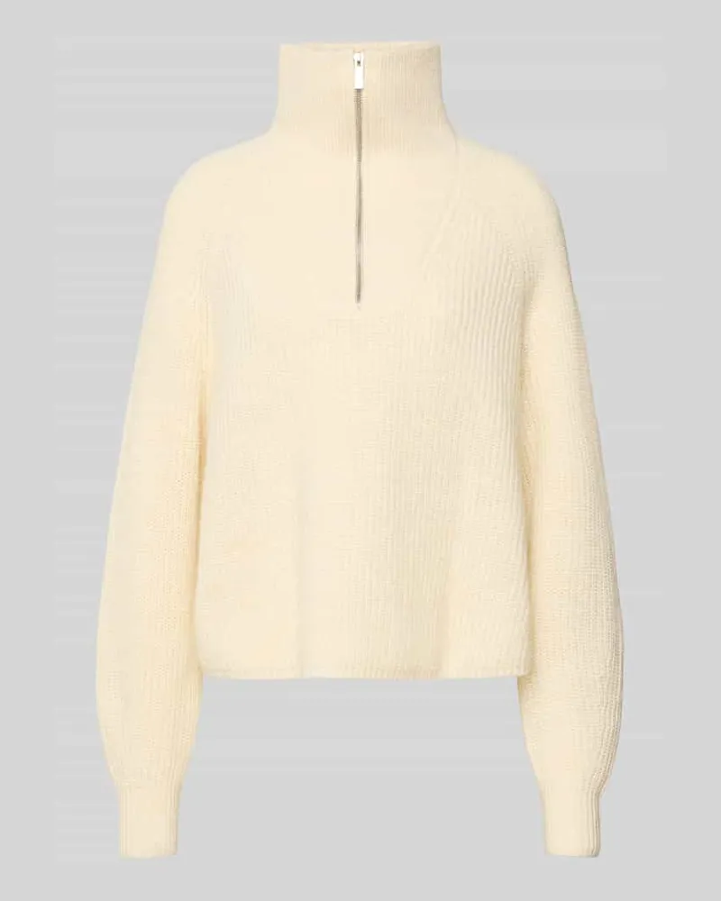 OPUS Regular Fit Pullover mit Woll-Alpaka-Anteil Modell 'Poy Ecru