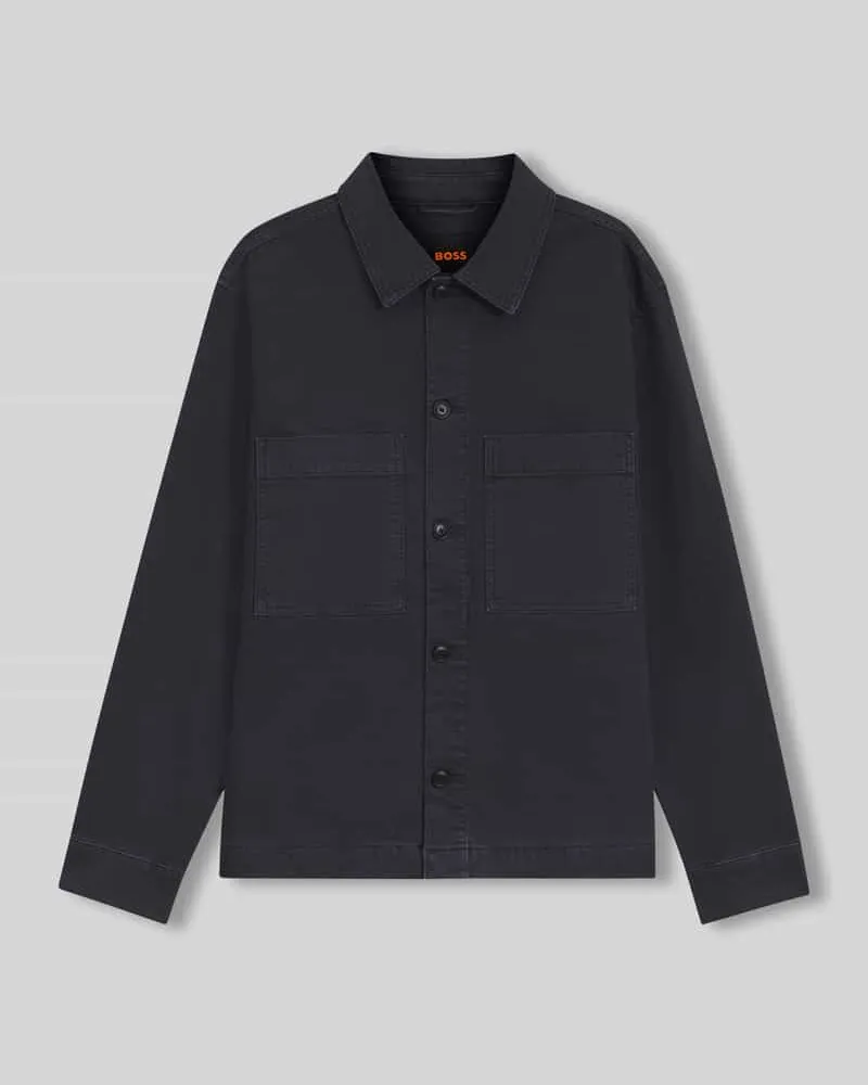 HUGO BOSS Regular Fit Hemdjacke aus Baumwoll-Mix Marine