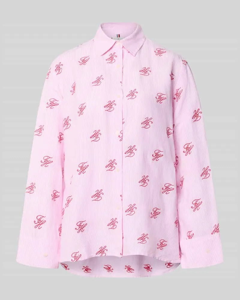 Tommy Hilfiger Oversized Hemdbluse aus Leinen-Viskose-Mix Rosa