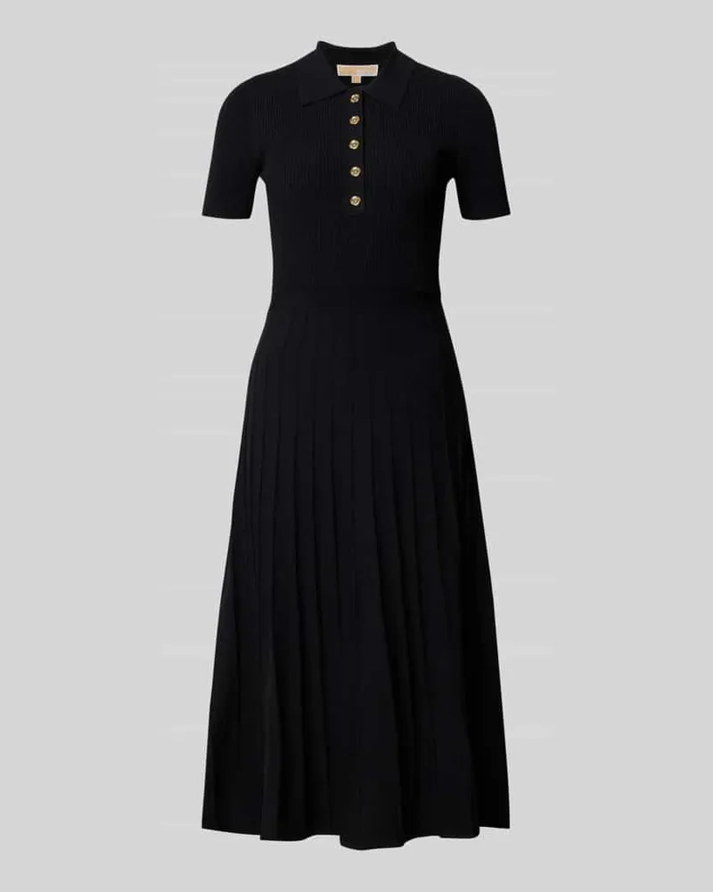 Michael Kors Polokleid aus Viskose-Mix mit Knopfleiste Black