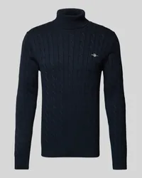 Gant Rollkragenpullover mit Label-Stitching Marine