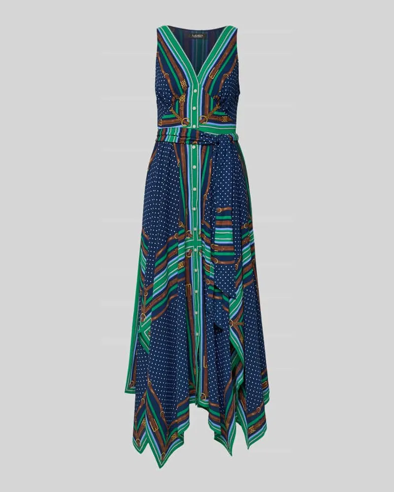 Ralph Lauren Tailliertes Freizeitkleid mit Allover-Muster Modell 'VROSCHBEE Blau