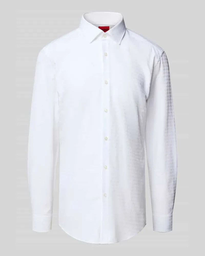 HUGO BOSS Slim Fit Business-Hemd mit Knopfleiste Modell 'Kenno Weiss