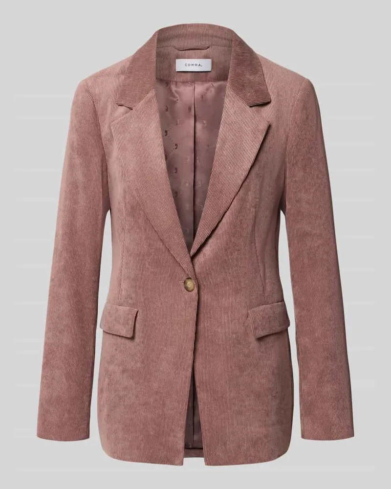 COMMA Slim Fit Blazer aus Cord mit Pattentaschen Mauve