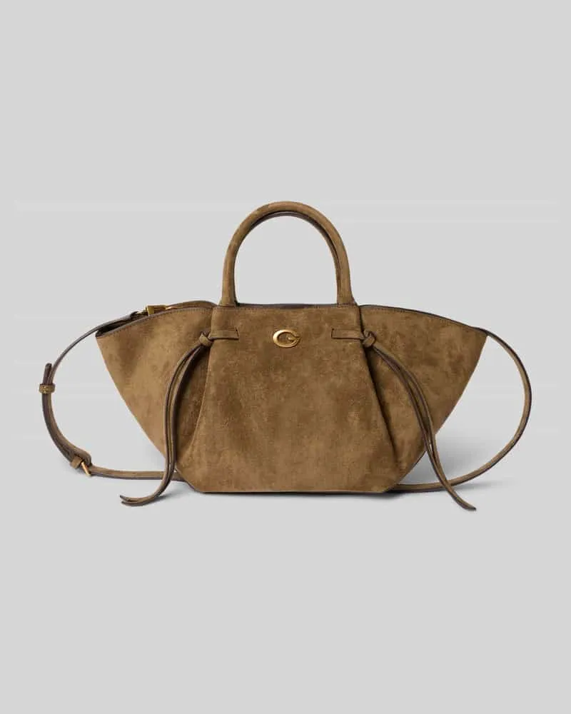 Guess Tote Bag in Velours-Optik Modell 'ALLEGRA Oliv