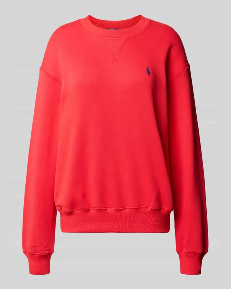 Ralph Lauren Sweatshirt mit Rundhalsausschnitt und Label-Stitching Dunkelorange