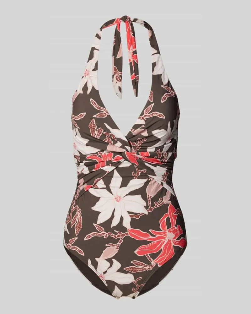 Barts Badeanzug mit Neckholder Modell 'Camolo Mittelbraun