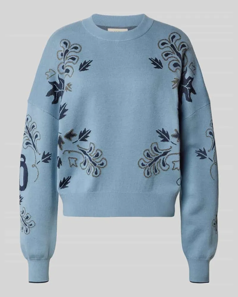 Scotch&Soda Oversized Strickpullover mit gerippten Abschlüssen Jeansblau