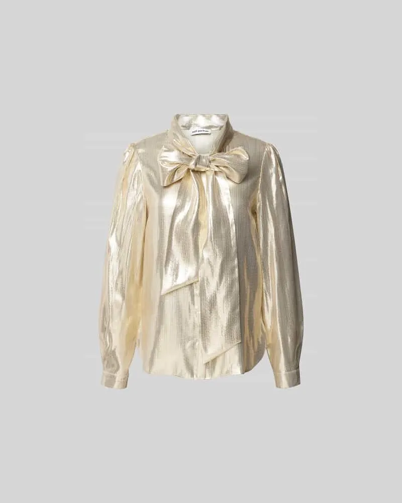 Self-Portrait Schluppenbluse aus Viskose-Mix Gold