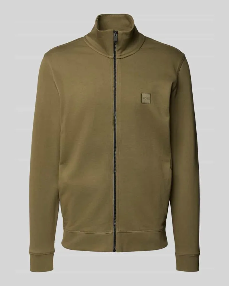 HUGO BOSS Regular Fit Sweatjacke aus reiner Baumwolle Khaki