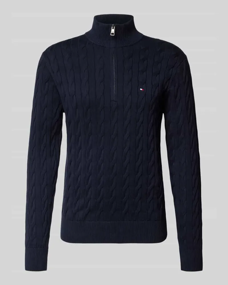Tommy Hilfiger Regular Fit Troyer aus reiner Baumwolle Marine