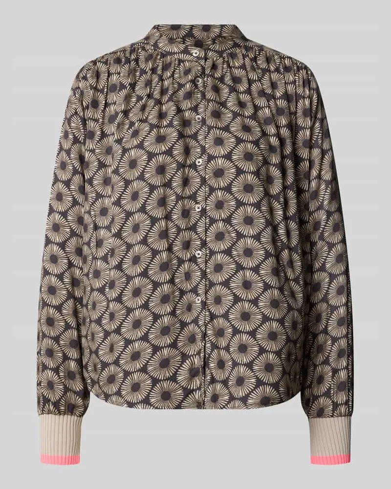 Emily van den Bergh Regular Fit Bluse aus Viskose im Allover-Look Taupe