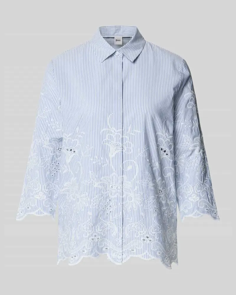 Brax Regular Fit Hemdbluse mit floralem Stitching Modell 'Viki Bleu