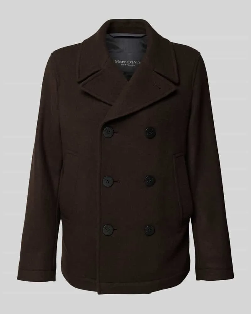 Marc O'Polo Regular Fit Mantel aus Woll-Mix Dunkelbraun